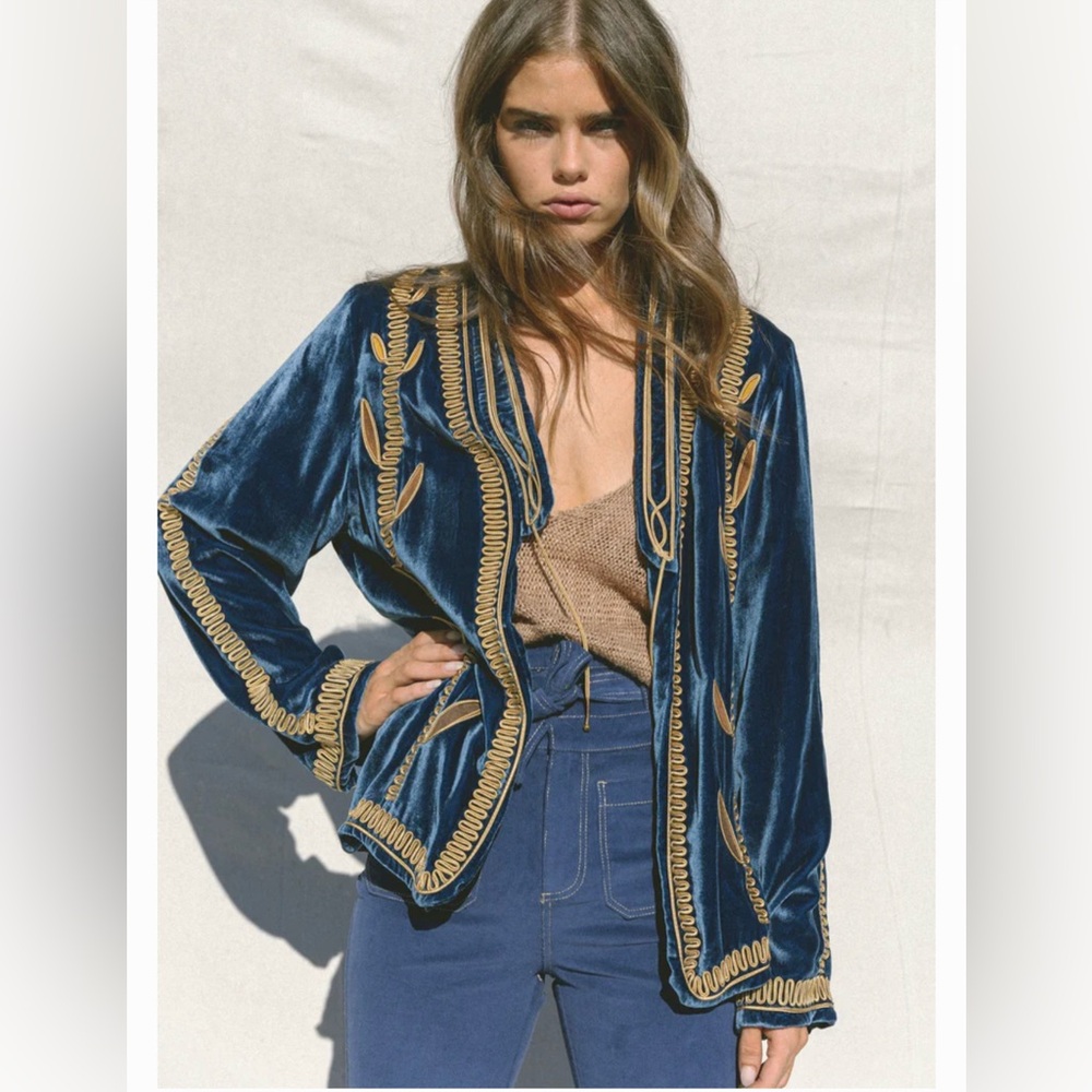 Golden Brown the Label Sugarman Velvet Jacket Sz XS/S
